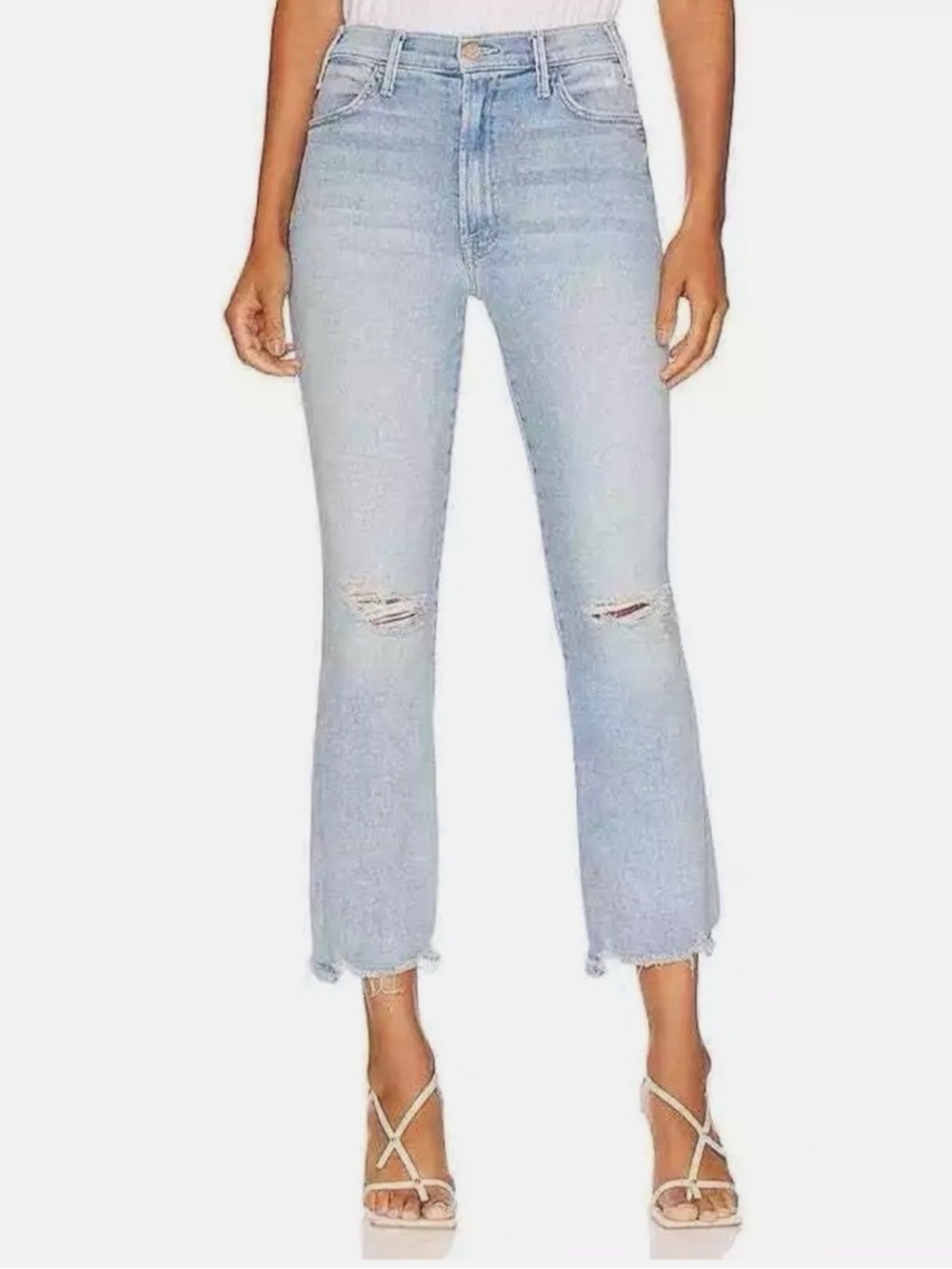 Mother The Hustler Ankle Chew Petal Plucker Jeans Size 30 Designer Straight Leg